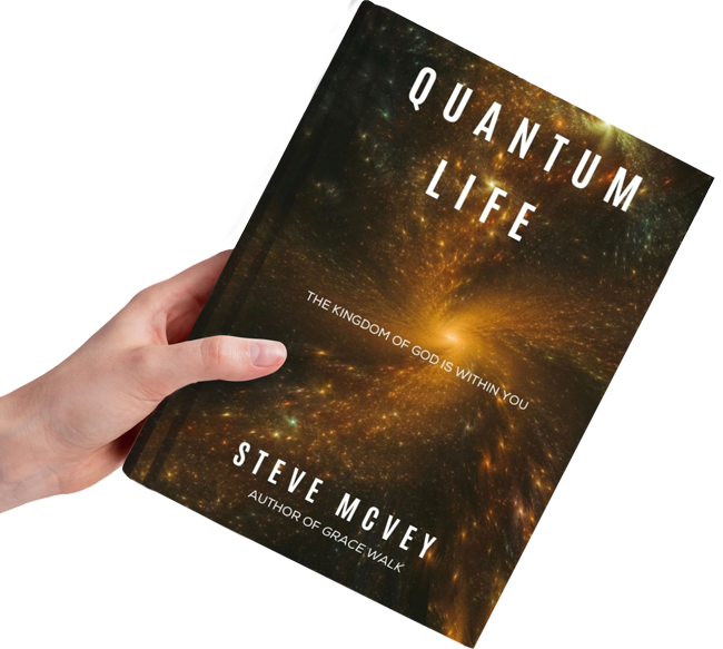 Hand hold "The Quantum Life" by Steve McVey